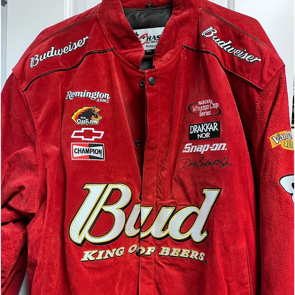 Vintage collectors gently used NASCAR Dale Earnhardt Jr Red Suede Leather Jacket
